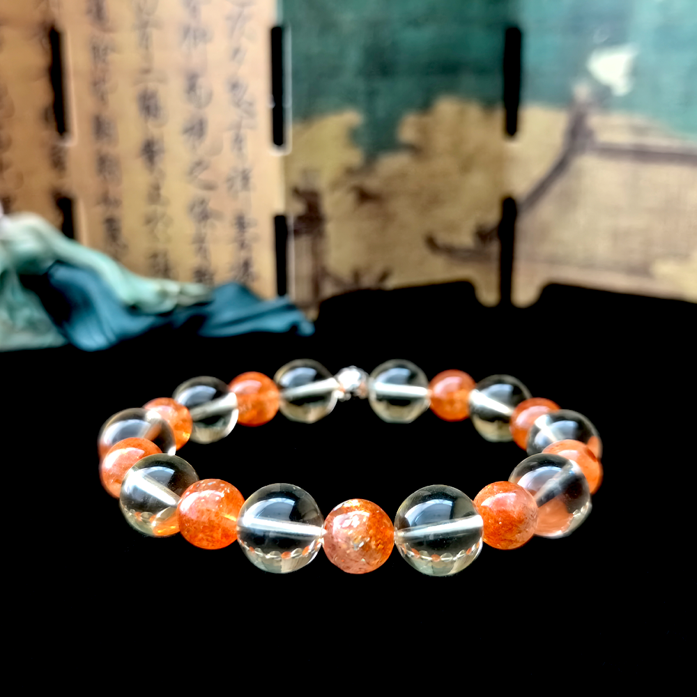 Citrine and Sunstone crystal bracelet for warmth, vitality, and emotional awakening