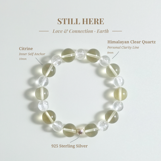 Citrine and Clear Quartz “Still Here” bracelet for staying connected without over-adapting and keeping your own position in conversation – JING Balance