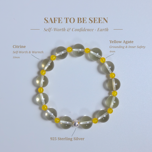 Citrine and Yellow Agate “Safe to Connect” bracelet for calming fear-based withdrawal, strengthening emotional security, and easing social tension – JING Balance