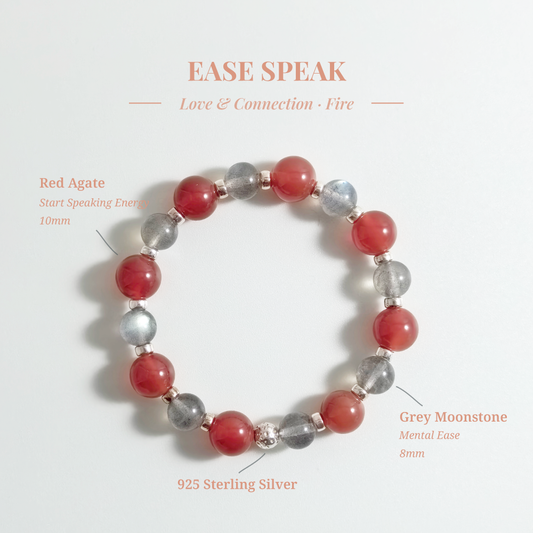 Red Agate and Grey Moonstone “Ease Speak” bracelet for releasing self-monitoring pressure, supporting lighter expression, and more relaxed communication – JING Balance