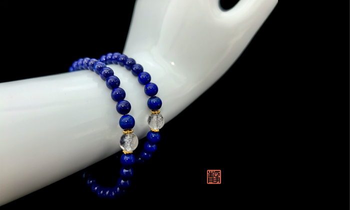 Two crystal bead bracelets in different sizes displayed on a white mannequin hand, illustrating wrist size measurement for choosing the right bracelet fit- JING Balance