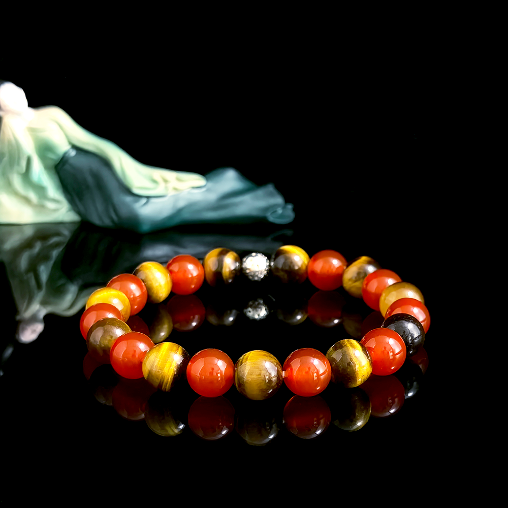 Red Agate and Tiger’s Eye crystal bracelet for starting action, building momentum, and staying consistent