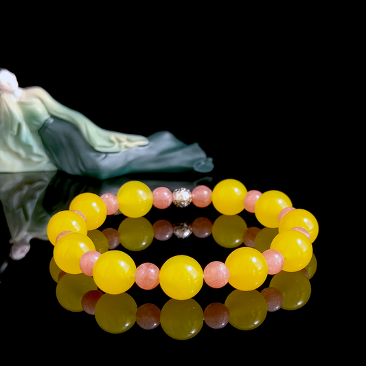 Yellow Agate and Rhodochrosite crystal bracelet for emotional release, reconnection, and letting go of the past