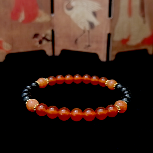 Blazing Shield bracelet in a minimalist scene ¨C Fire element crystal for Energy Shielding.