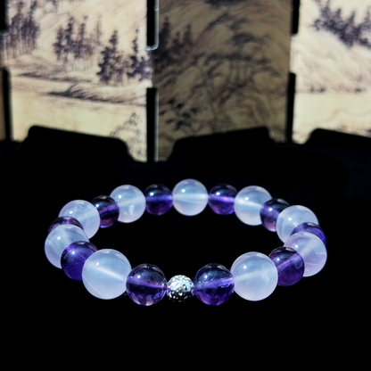 Rose Quartz and Amethyst crystal bracelet for emotional numbness, softening suppressed emotions, and heart-opening healing – JING Balance