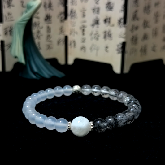 Circle of Stillness bracelet in a minimalist scene ¨C Metal element crystal for Inner Balance.