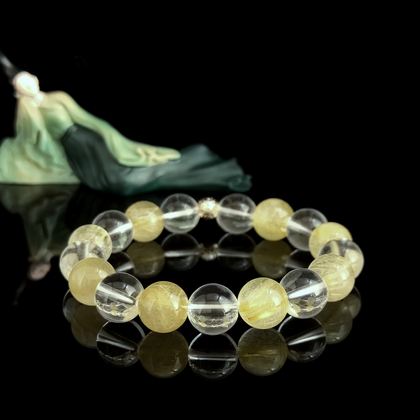 Golden Rutilated Quartz and Clear Quartz crystal bracelet for overexplaining, detail overload, and difficulty getting to the point – JING Balance