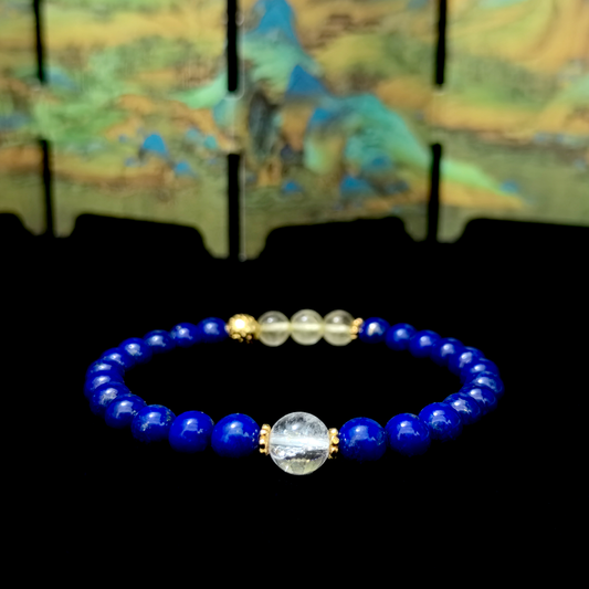 Clarity Flow bracelet in a minimalist scene ¨C Water element crystal for Career & Abundance.