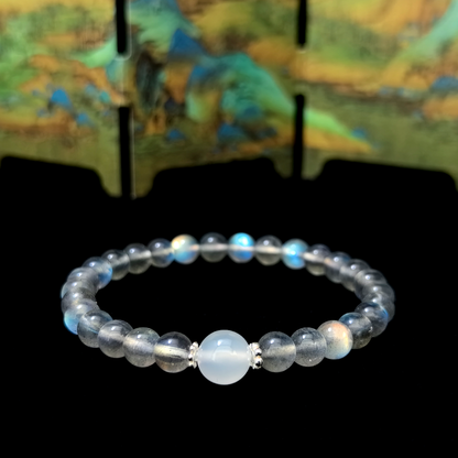 Lunar Rest bracelet in a minimalist scene ¨C Water element crystal for Sleep & Recovery.