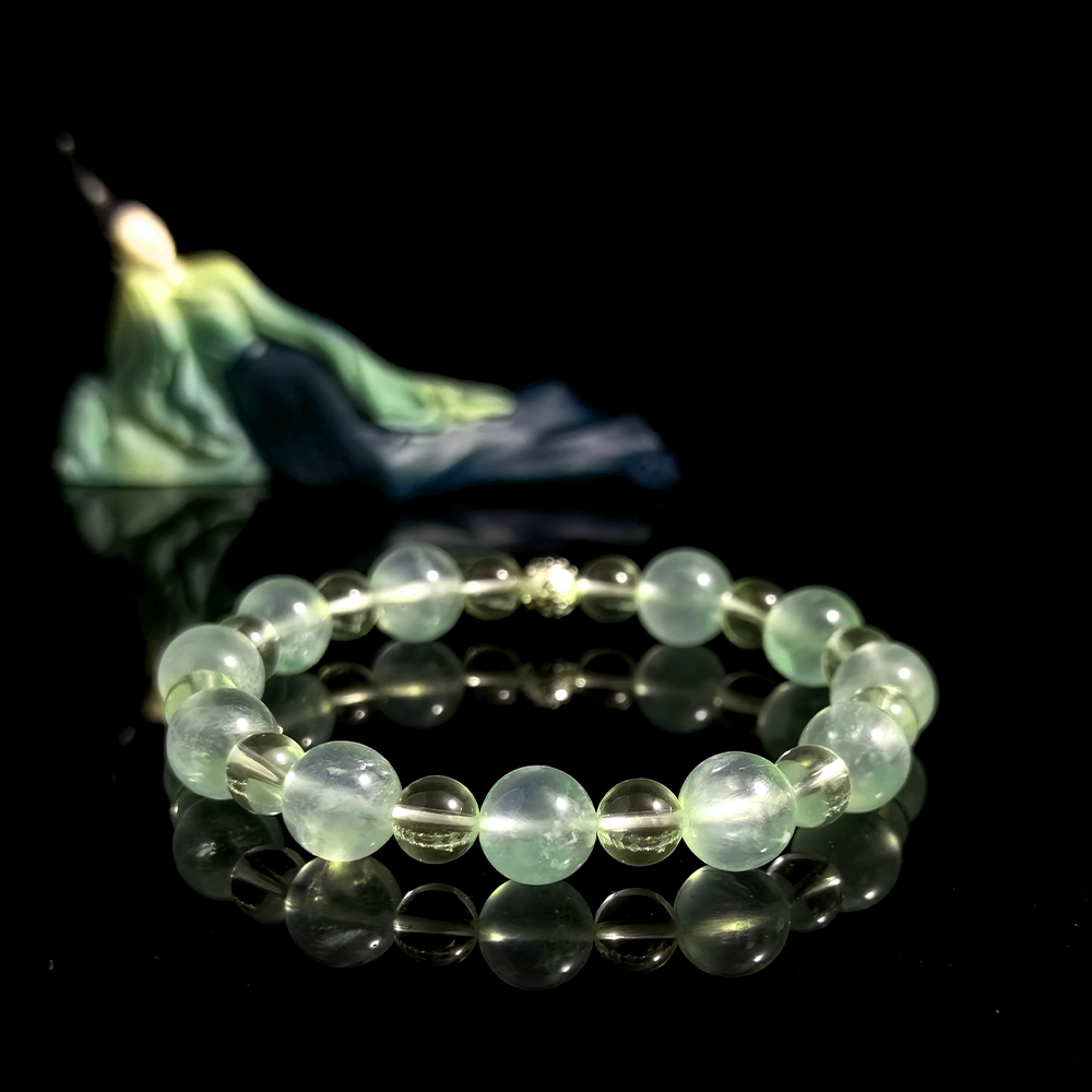 Prehnite and Citrine crystal bracelet for control-driven stress, calming frustration, easing irritability, and restoring emotional flexibility – JING Balance
