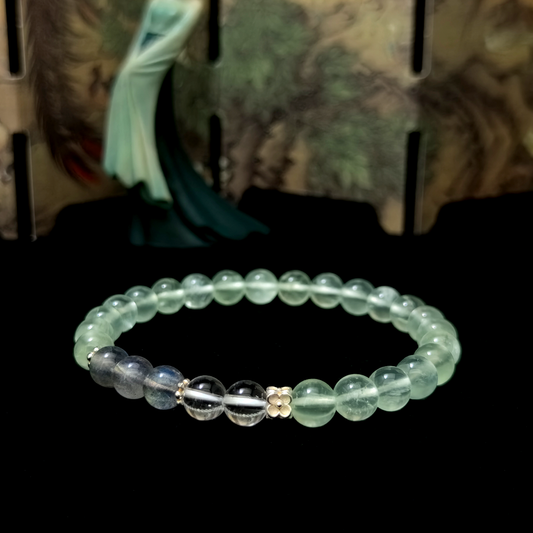 Lullaby in the Forest bracelet in a minimalist scene ¨C Wood element crystal for Sleep & Recovery.