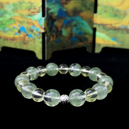 Green Phantom Quartz and Citrine crystal bracelet for releasing emotional tension, easing irritability, and calming stress-related anxiety – JING Balance