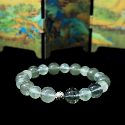 Green Phantom Quartz and Prehnite crystal bracelet for restoring emotional flow, reconnecting with feelings, and gentle burnout recovery – JING Balance
