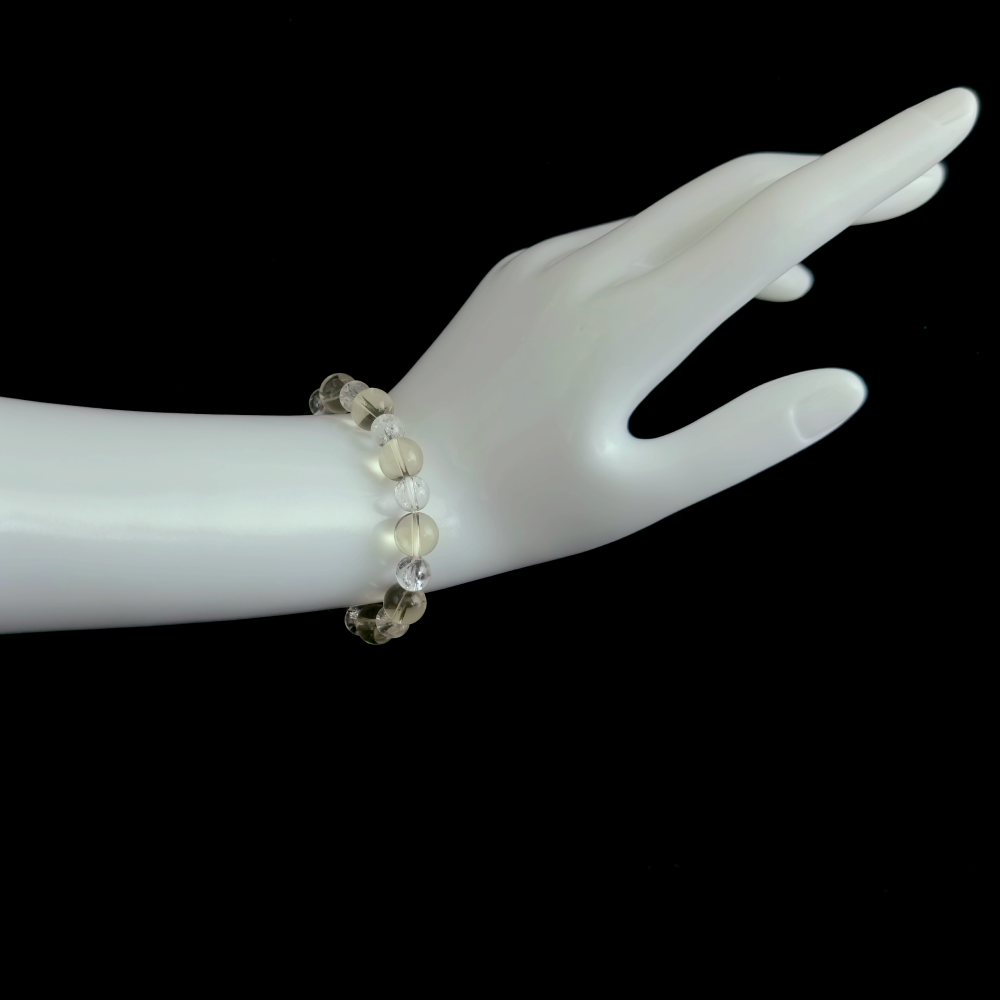 Citrine and Clear Quartz bracelet worn on hand for reducing people-pleasing patterns and preventing emptiness after conversations – JING Balance