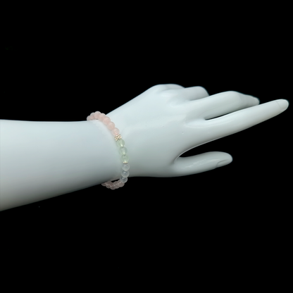 Heart of Soft Light bracelet worn on wrist ¨C handcrafted Feng Shui jewelry for Love & Connection.