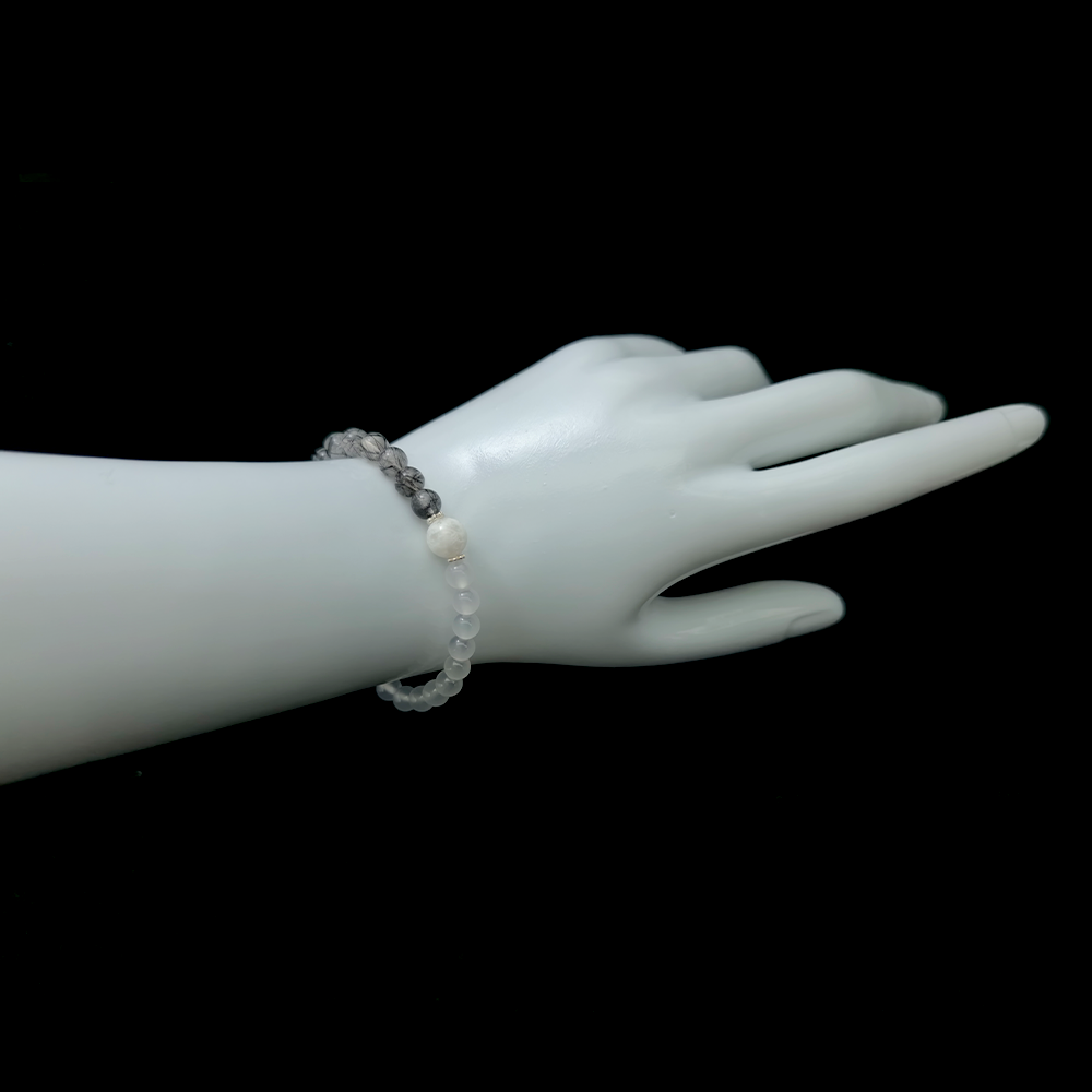 Circle of Stillness bracelet worn on wrist ¨C handcrafted Feng Shui jewelry for Inner Balance.