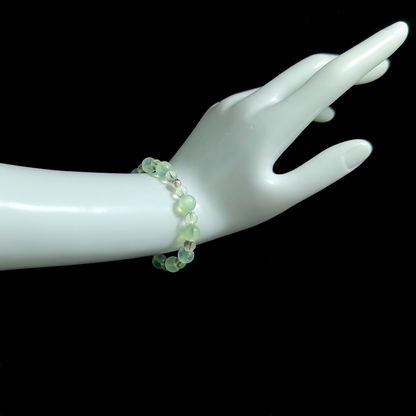 Prehnite and Citrine bracelet worn on hand for soothing control stress, easing body tension, and promoting calm confidence – JING Balance
