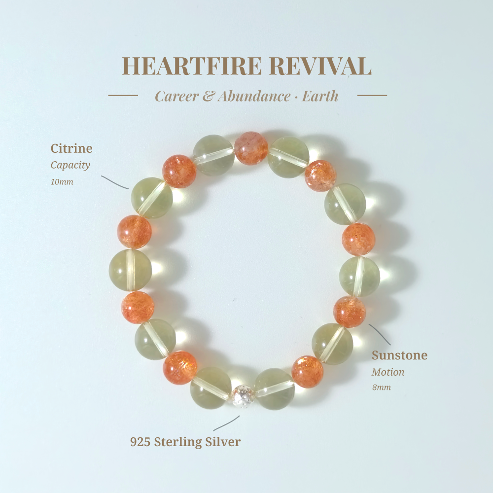 Heartfire Revival bracelet with Citrine and Golden Sunstone for restoring warmth and life energy