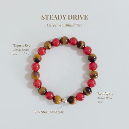 Steady Drive bracelet with Red Agate and Tiger’s Eye for improving follow-through and maintaining steady progress