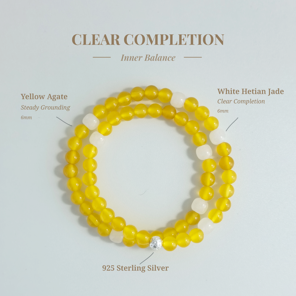 Clear Completion bracelet with Yellow Agate and White Hetian Jade for steady grounding and clearer inner closure