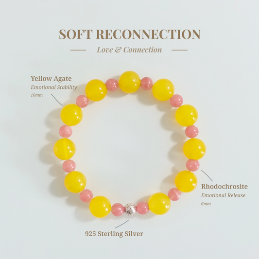 Soft Reconnection bracelet with Yellow Agate and Rhodochrosite for rebuilding emotional flow and inner stability