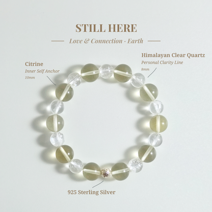 Citrine and Clear Quartz “Still Here” bracelet for staying connected without over-adapting and keeping your own position in conversation – JING Balance