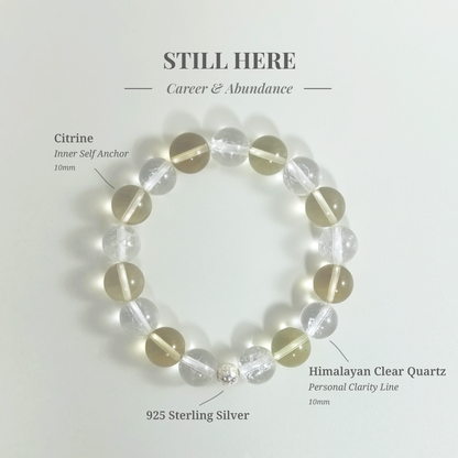Citrine and Clear Quartz “Still Here” bracelet for staying connected without over-adapting and keeping your own position in conversation – JING Balance