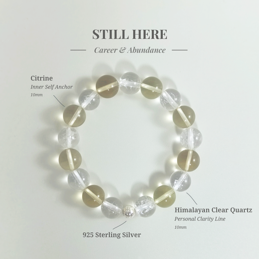 Citrine and Clear Quartz “Still Here” bracelet for staying connected without over-adapting and keeping your own position in conversation – JING Balance