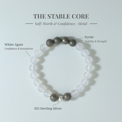Inner Fortress bracelet with Pyrite and White Agate for building inner security and clear boundaries