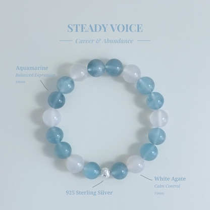 Steady Voice bracelet with Aquamarine and White Agate for staying composed and balanced during conversations