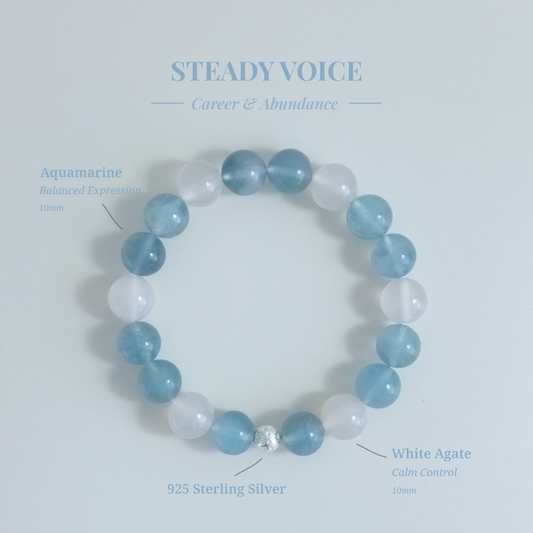 Steady Voice bracelet with Aquamarine and White Agate for staying composed and balanced during conversations