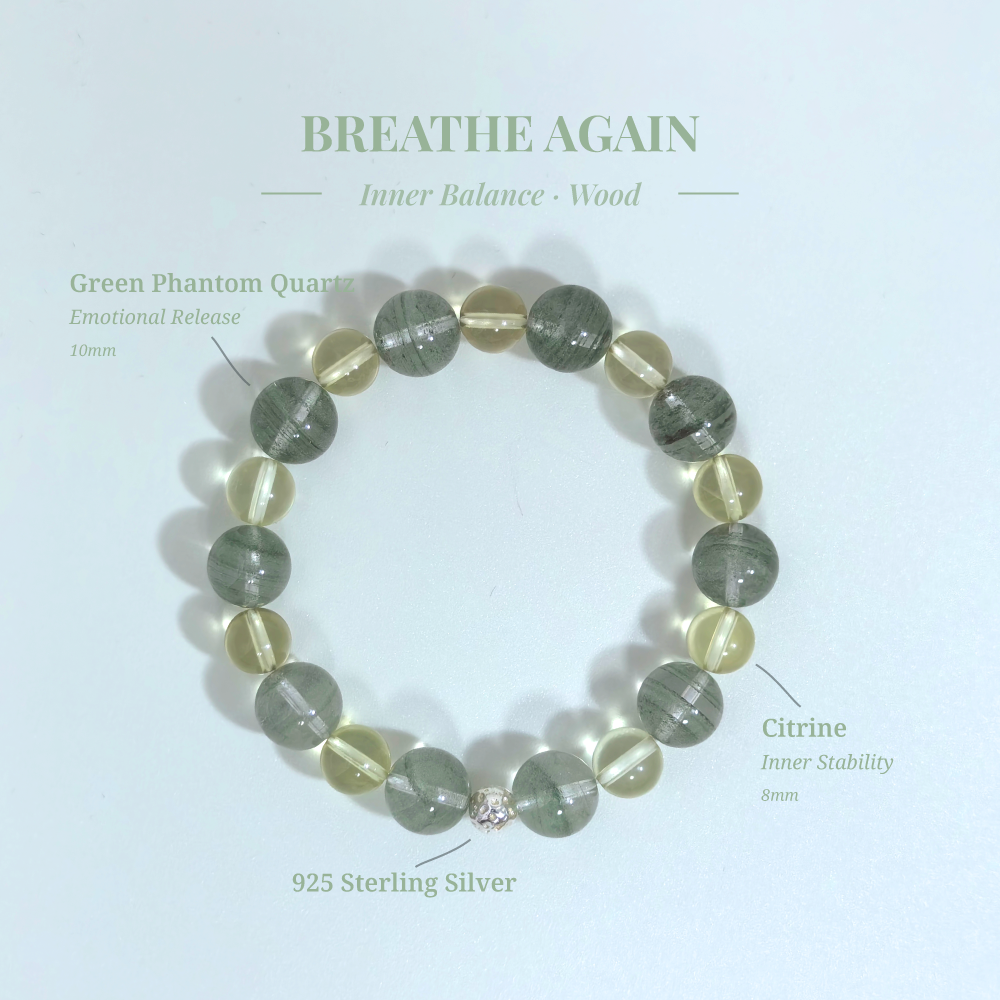 Breathe Again bracelet with Green Phantom Quartz and Citrine for emotional pressure release, overthinking relief, and restoring inner calm and balance – JING Balance