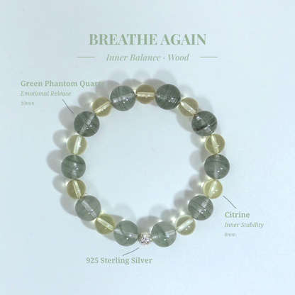 Breathe Again bracelet with Green Phantom Quartz and Citrine for emotional pressure release, overthinking relief, and restoring inner calm and balance – JING Balance