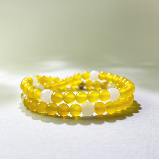 Yellow Agate and White Hetian Jade crystal bracelet for feeling tired all the time and can’t relax