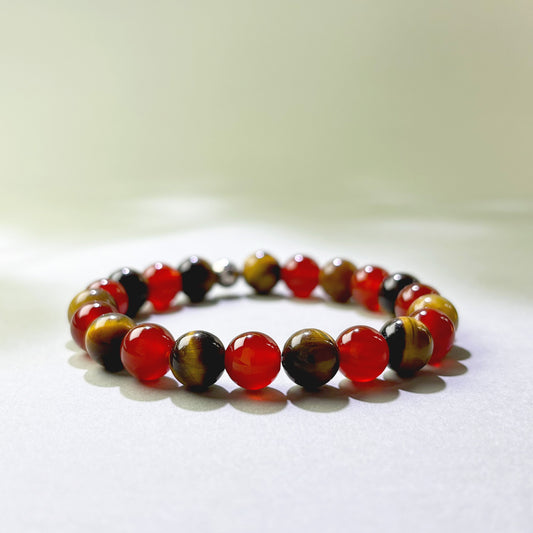 Red Agate and Tiger’s Eye crystal bracelet for procrastination and hard to start important tasks
