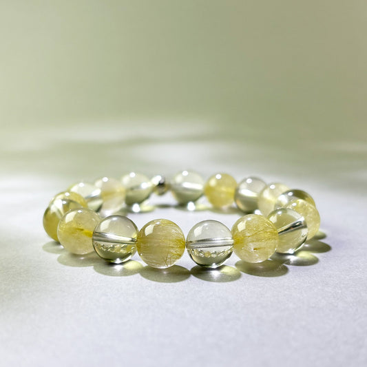 Golden Rutilated Quartz and Citrine crystal bracelet for nothing feels like it counts
