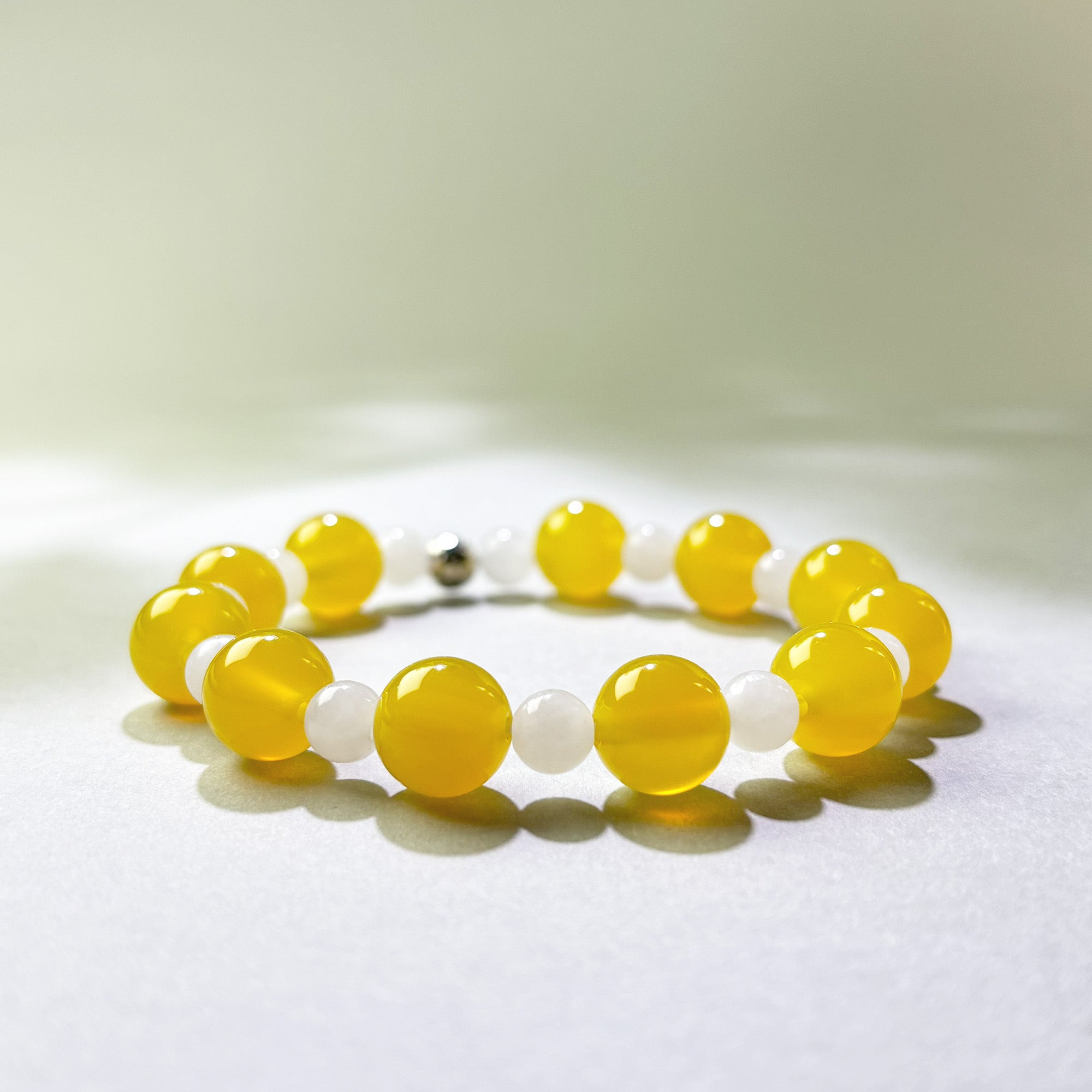 Yellow Agate and White Hetian Jade crystal bracelet for letting go of a past relationship