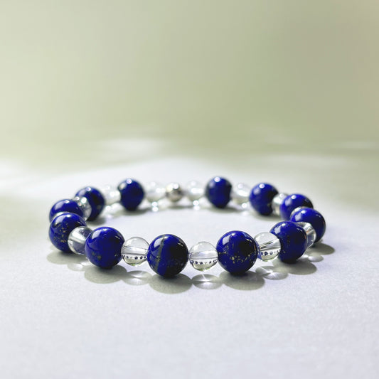 Lapis Lazuli and Clear Quartz crystal bracelet for clear thinking and decision making