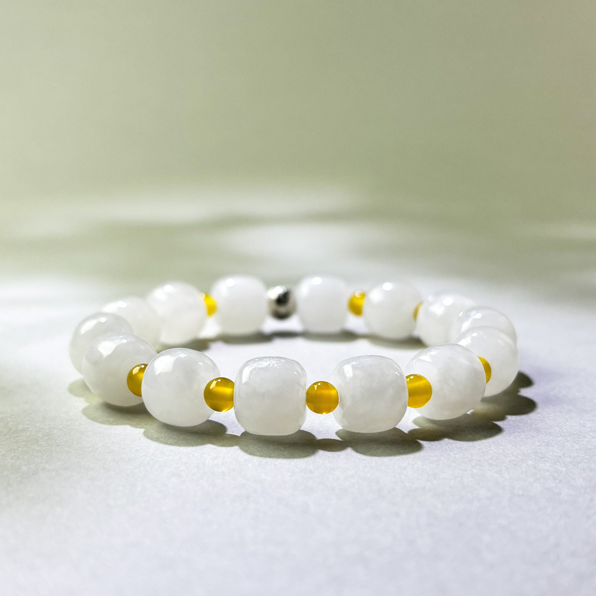 White Hetian Jade and Yellow Agate crystal bracelet for can’t relax and feel guilty resting