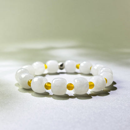 White Hetian Jade and Yellow Agate crystal bracelet for can’t relax and feel guilty resting