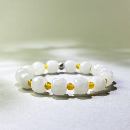 White Hetian Jade and Yellow Agate crystal bracelet for can’t relax and feel guilty resting
