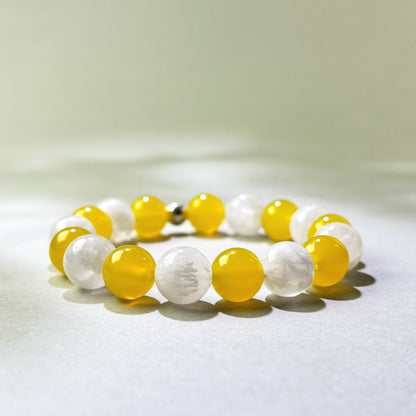 Yellow Agate and White Phantom Quartz crystal bracelet for can’t stop pushing