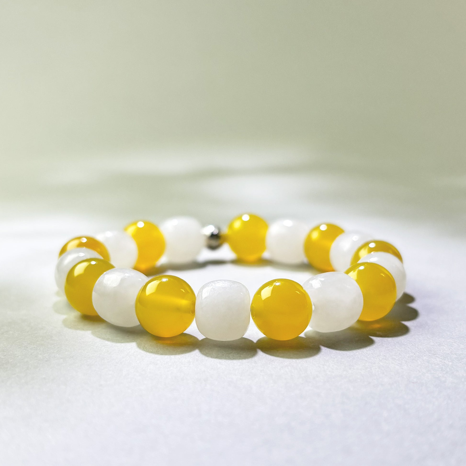 Yellow Agate and White Hetian Jade crystal bracelet for shallow conversations and feeling unheard