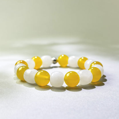 Yellow Agate and White Hetian Jade crystal bracelet for shallow conversations and feeling unheard