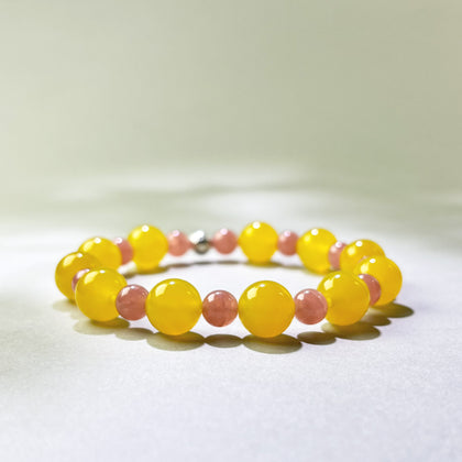 Yellow Agate and Rhodochrosite crystal bracelet for can’t let go and emotional numbness