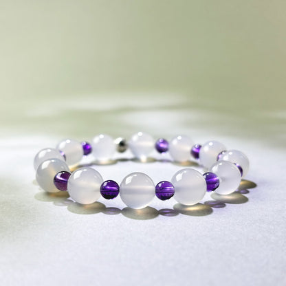 White Agate and Amethyst crystal bracelet for talking too fast