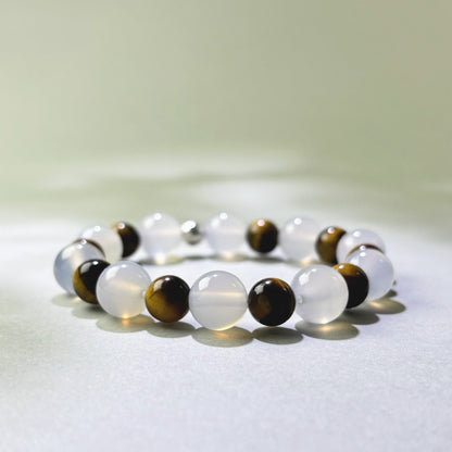 White Agate and Tiger’s Eye crystal bracelet for overchecking and letting go