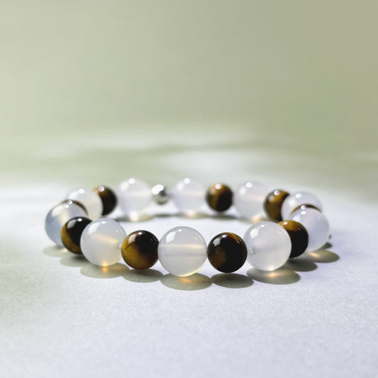 White Agate and Tiger’s Eye crystal bracelet for overchecking and letting go