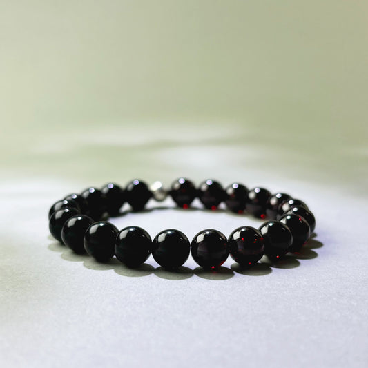 Garnet and Black Tourmaline crystal bracelet for emotional numbness and inner warmth