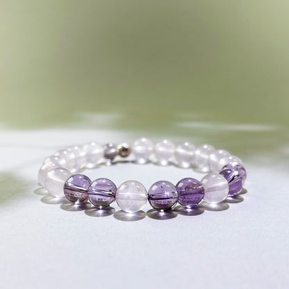 Rose Quartz and Amethyst crystal bracelet for overthinking after arguments and lingering emotional tension